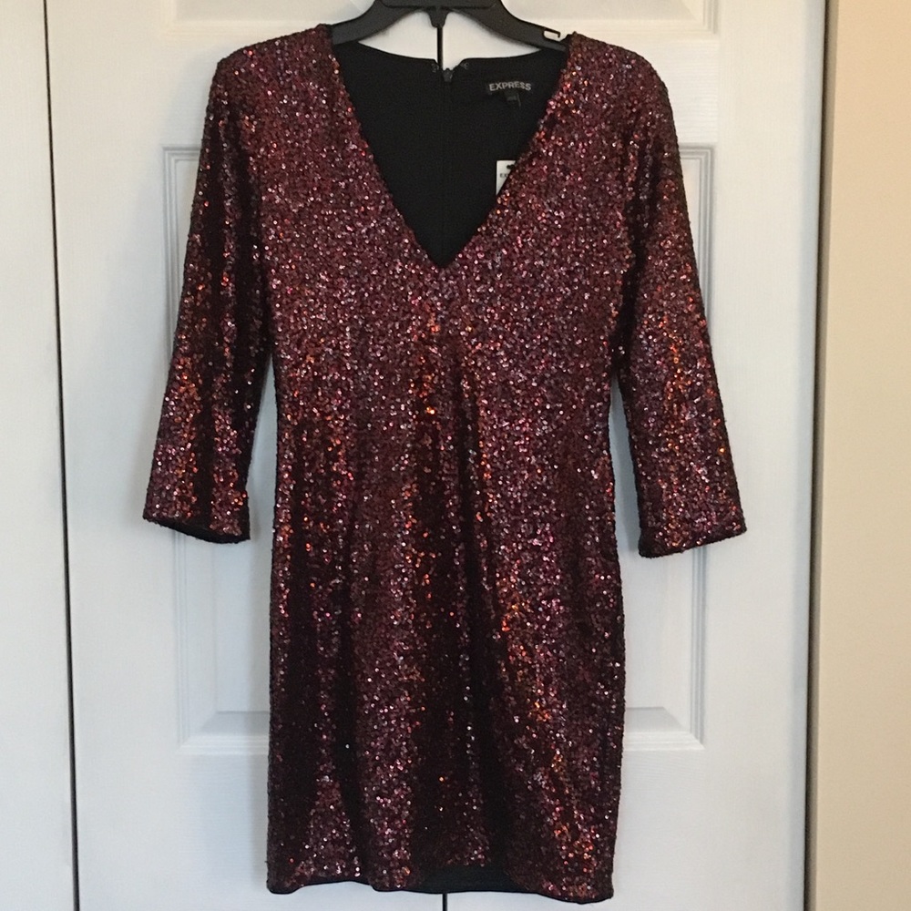 NWT Fully Sequined Red Express Dress, Size 4